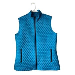 Additions By Chicos Teal Quilted Vest Full Zip Puffer Vest Size 2 Large Womens